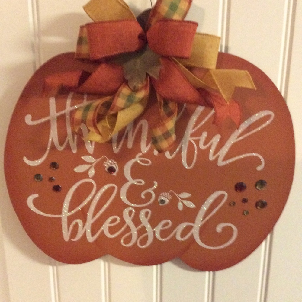 Thankful & Blessed Pumpkin Door Decoration